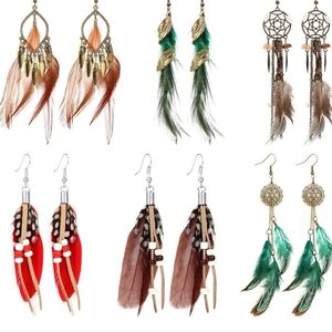 Bohemian Feather Earrings Set